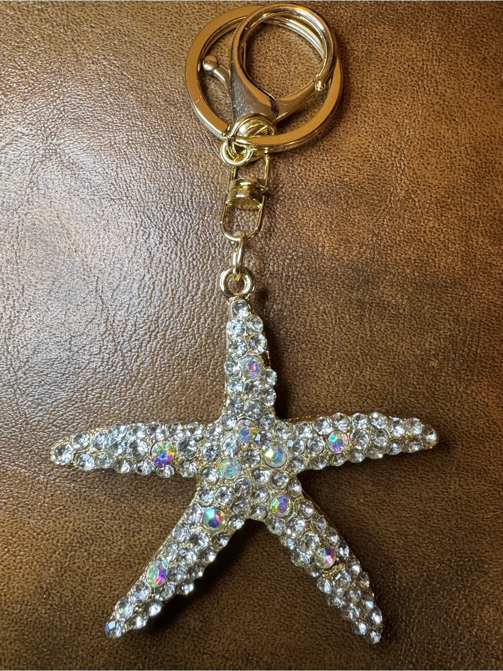 NWT Rhinestone Starfish Bag Charm - Gold & Clear Rhinestones